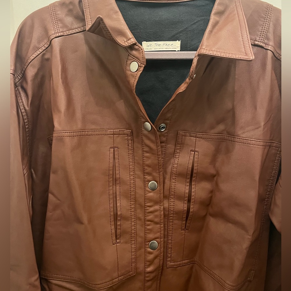 Free People: We the Free Easy Rider vegan leather shirt jacket - Picture 2 of 3